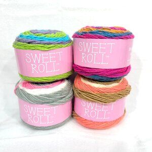 Premier Sweet Roll Yarn Lot of 4 Assorted Rolls Acrylic Yarn #4 Medium - New